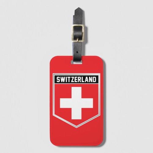 Switzerland Flag Shield Luggage Tag