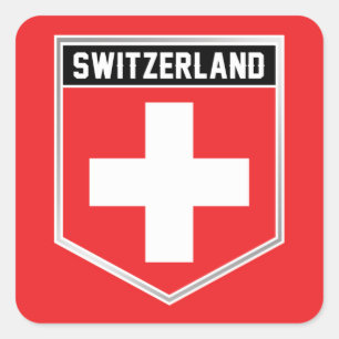 Switzerland Flag Shield Square Sticker