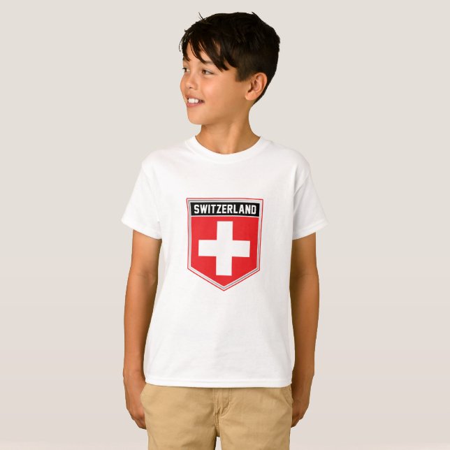 Switzerland Flag Shield T-Shirt (Front Full)