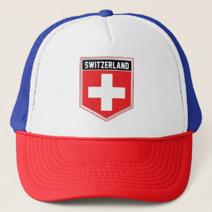 Switzerland Flag Shield Trucker Hat
