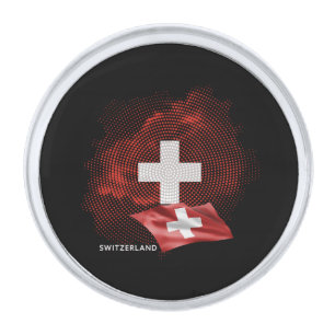 Switzerland flag silver finish lapel pin