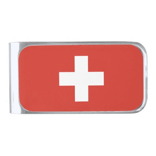 Switzerland flag silver finish money clip