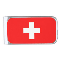 Switzerland Flag Silver Finish Money Clip