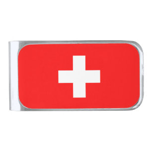 Switzerland Flag Silver Finish Money Clip