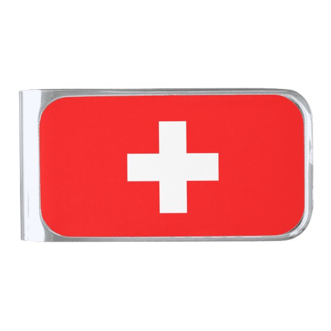 Switzerland Flag Silver Finish Money Clip (Front)
