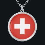 Switzerland Flag Silver Plated Necklace<br><div class="desc">Patriotic flag of Switzerland.</div>
