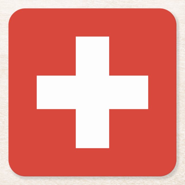 Switzerland Flag Square Paper Coaster (Front)