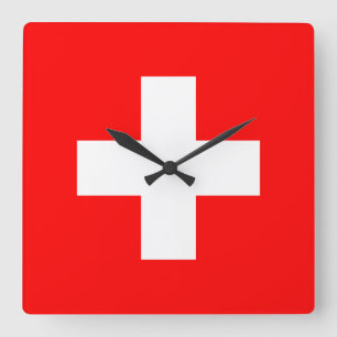 switzerland flag square wall clock