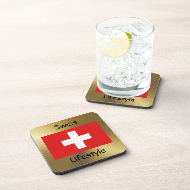 Switzerland Flag+Text Coaster (Right Side)