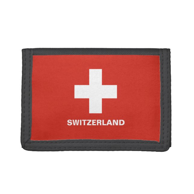 Switzerland Flag TriFold Nylon Wallet (Front)