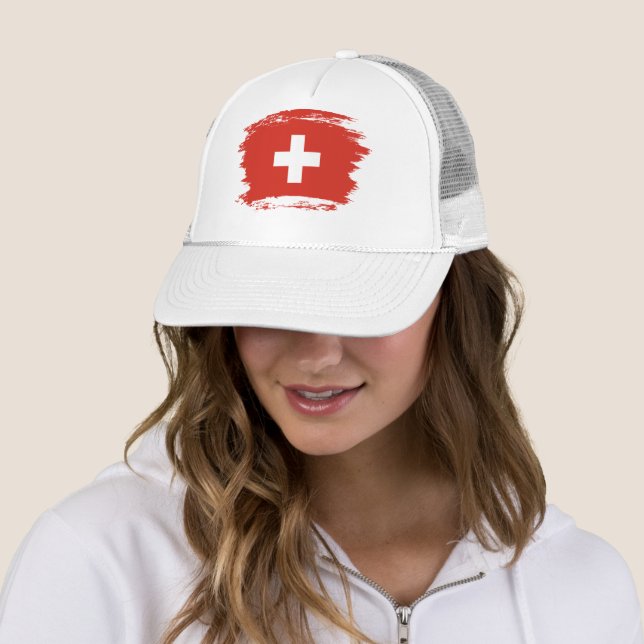Switzerland flag trucker hat (In Situ)