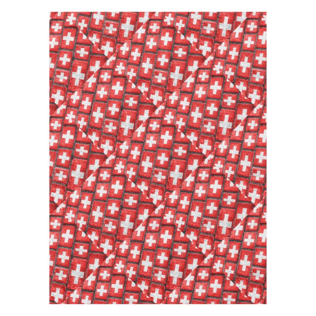 Switzerland Flag Urban Grunge Pattern Tablecloth (Front)