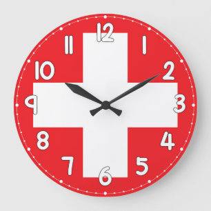 Switzerland Flag Wall Clock Patriotic Swiss Decor