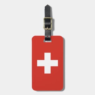 Switzerland flag - white cross luggage tag
