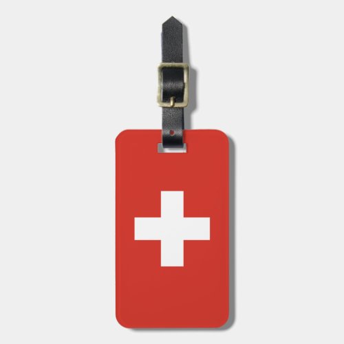 Switzerland flag _ white cross luggage tag