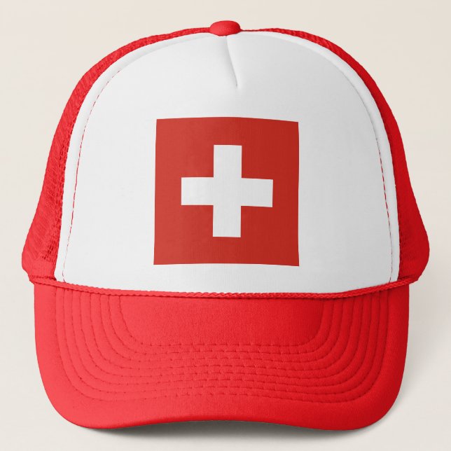 Switzerland flag - white cross trucker hat (Front)