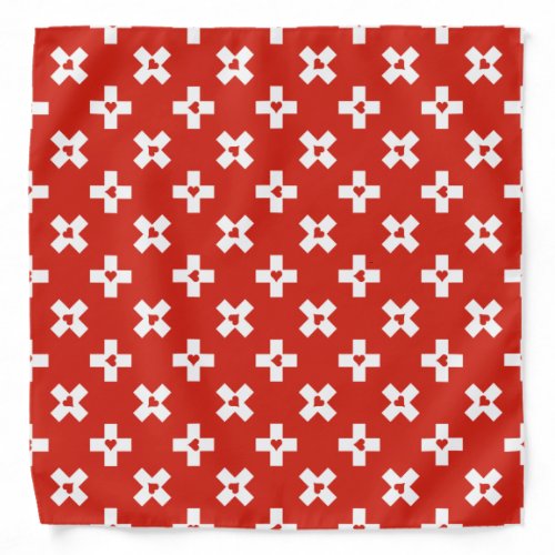 Switzerland Flag with  Heart pattern Bandana