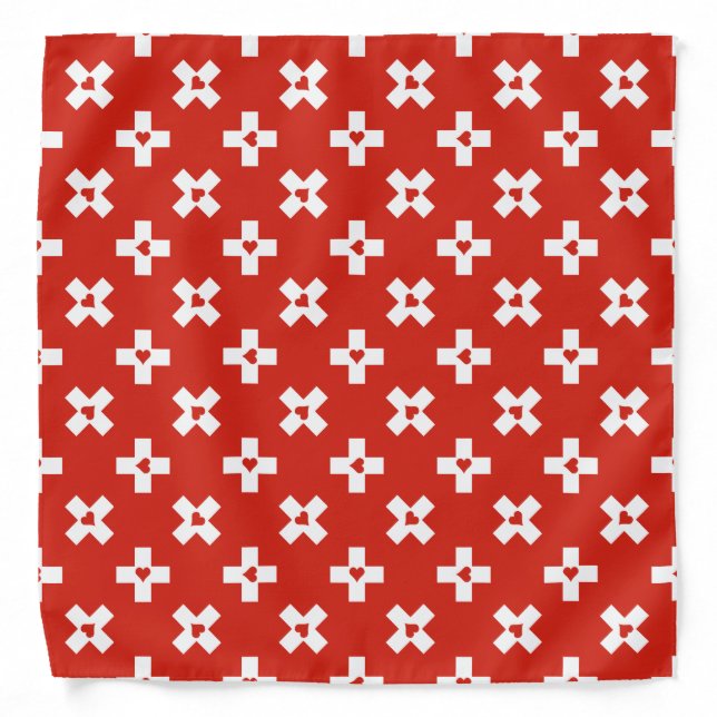 Switzerland Flag with  Heart pattern Bandana (Front)