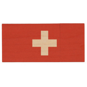 Switzerland Flag Wood Flash Drive