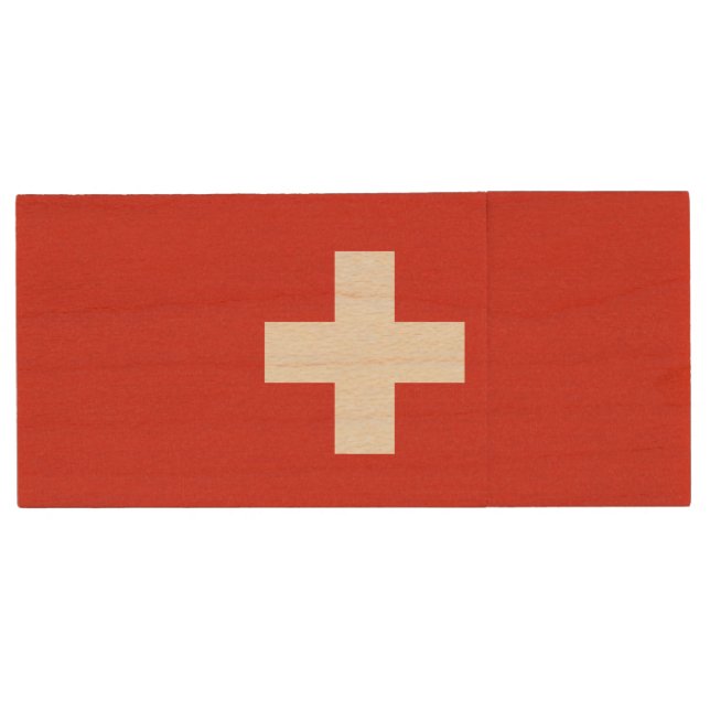 Switzerland Flag Wood Flash Drive (Front)