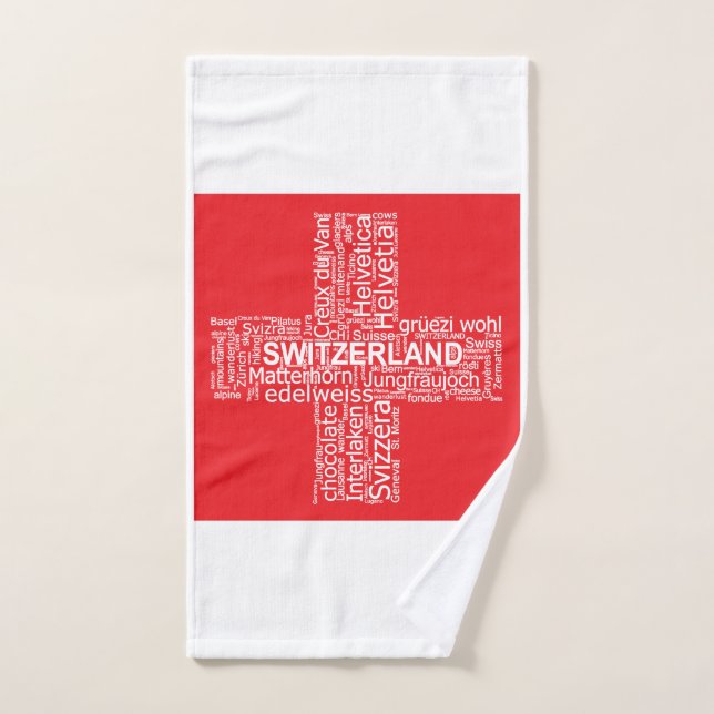Switzerland Flag Word Cloud Hand Towel (Hand Towel)