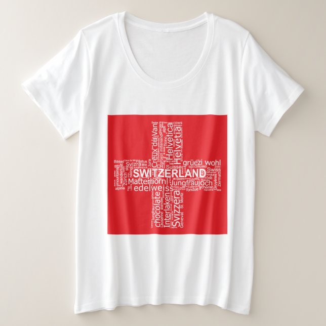 Switzerland Flag Word Cloud Plus Size T-Shirt (Design Front)