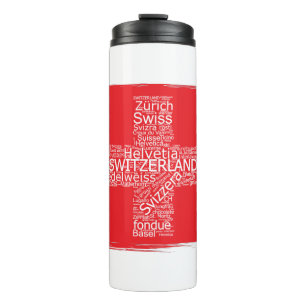 Switzerland Flag Word Cloud Vintage Thermal Tumbler