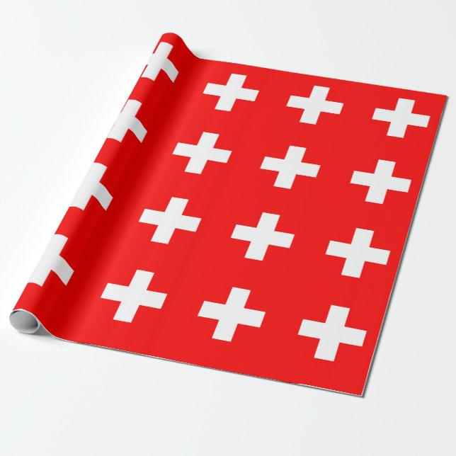 Switzerland Flag Wrapping Paper (Unrolled)