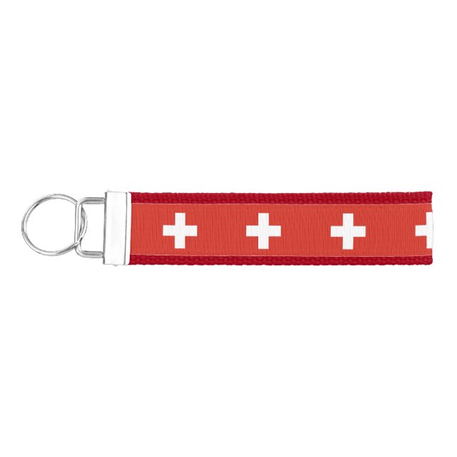 Switzerland flag Wrist Keychain  (Keys on Left)