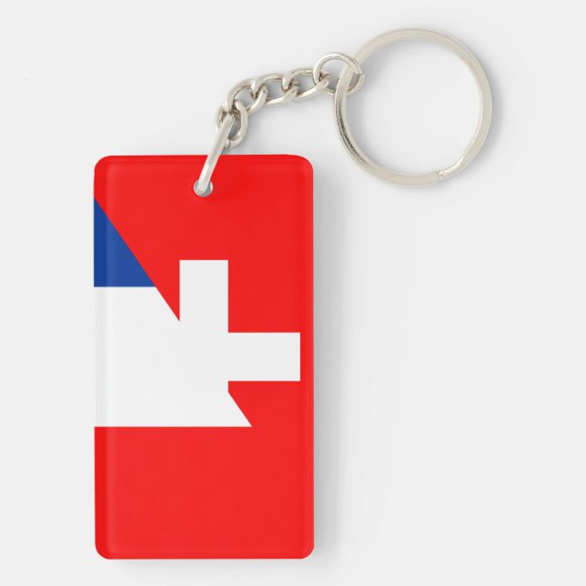 switzerland france flag country half symbol swiss keychain (Back)