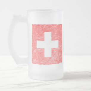 Switzerland Frosted Glass Beer Mug