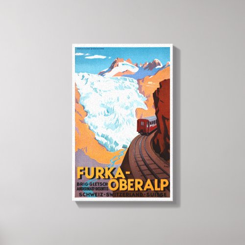 Switzerland Furka Oberalp Vintage Poster Restored Canvas Print