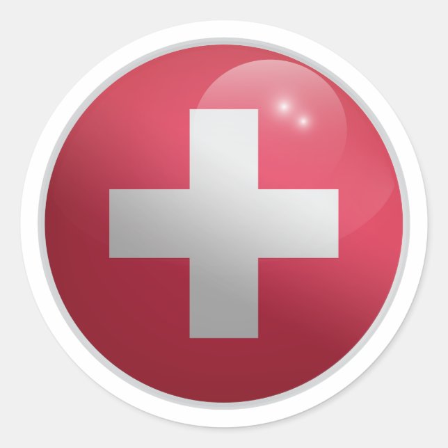 Switzerland Glossy Circle Flag Classic Round Sticker (Front)