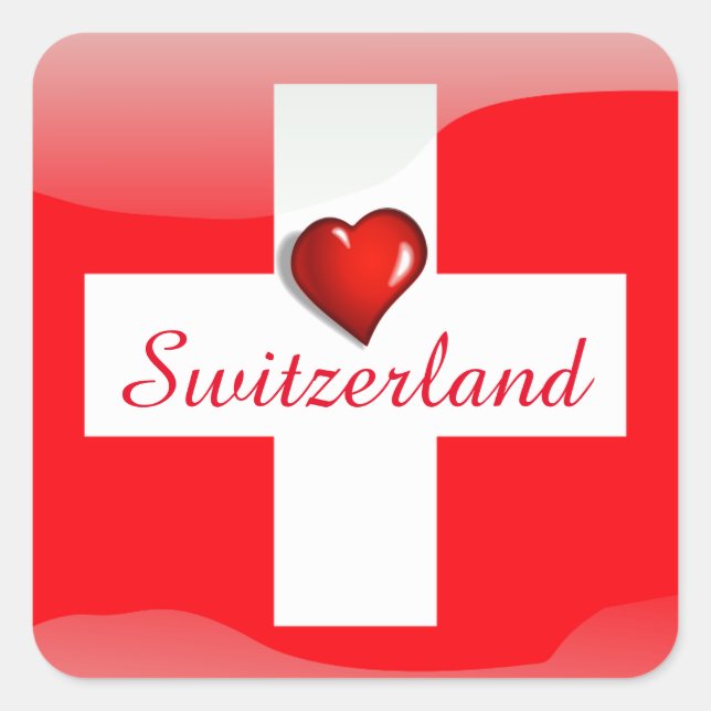 Switzerland glossy flag square sticker (Front)