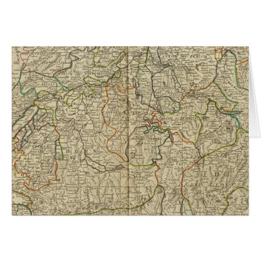 Switzerland Hand colored Atlas map Cards (Front Horizontal)