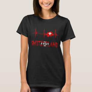 Switzerland Heartbeat EKG Pulse Schweiz Swiss Flag T-Shirt
