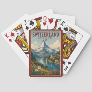 Switzerland Illustration Travel Art Vintage Poker Cards