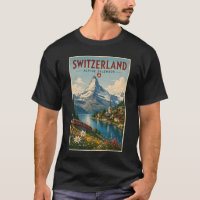 Switzerland Illustration Travel Art Vintage