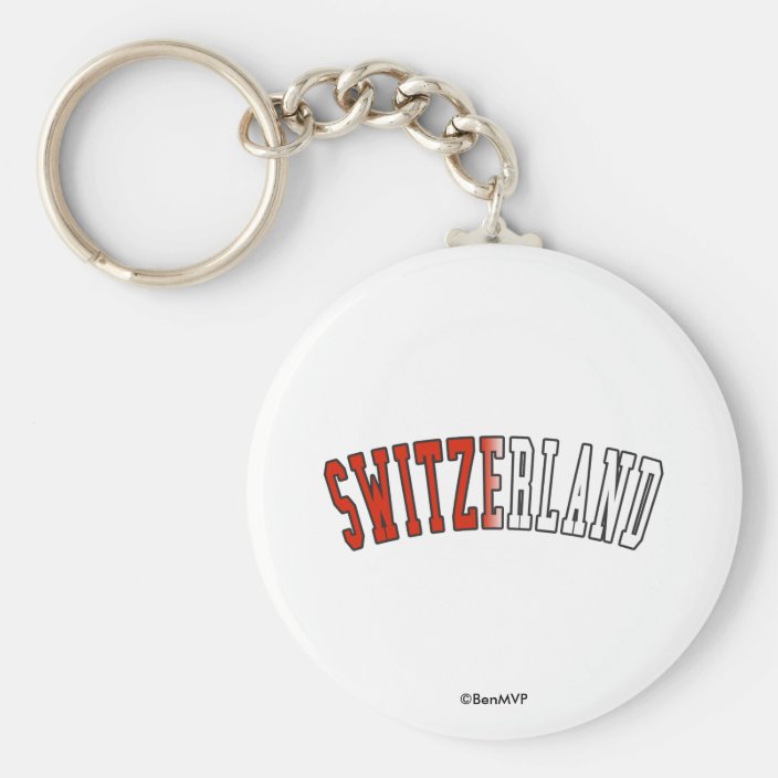 Switzerland in National Flag Colors Keychain