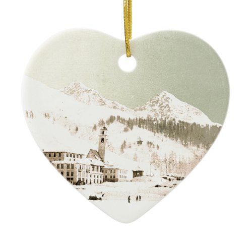 Switzerland in winter ceramic ornament