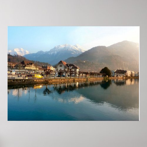 Switzerland Interlaken Mountains and river Poster