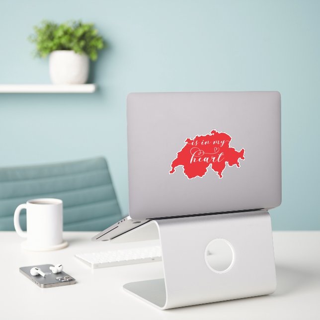 Switzerland Is In My Heart Sticker (Laptop On Desk)