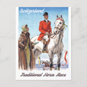 Switzerland, Jockey on a Horse, Vintage Postcard