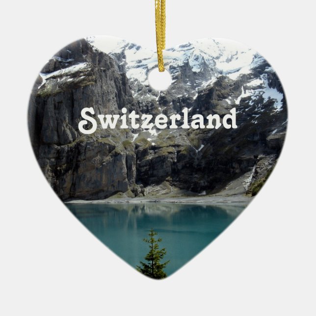 Switzerland Landscape Ceramic Ornament (Front)