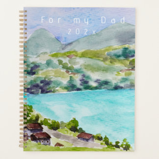 Switzerland landscape lake and mountain  painting  planner