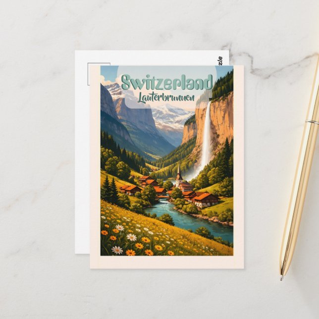 Switzerland Lauterbrunnen Postcard (Front/Back In Situ)
