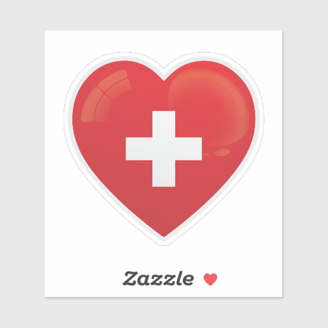 Switzerland  Love Flag Sticker (Sheet)