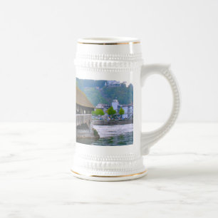 Switzerland,  Lucerne, Medieval wooden bridge Beer Stein