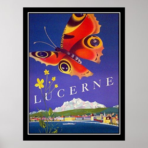 Switzerland Lucerne Travel Vintage poster