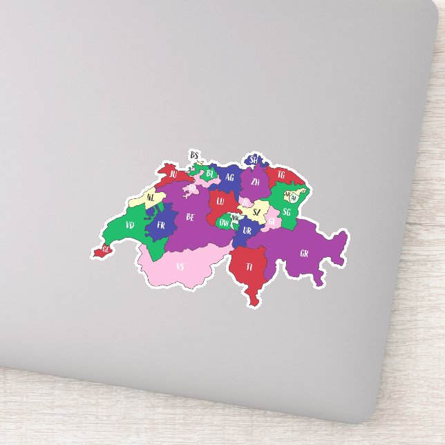 Switzerland Map Custom-Cut Vinyl Sticker (Detail)